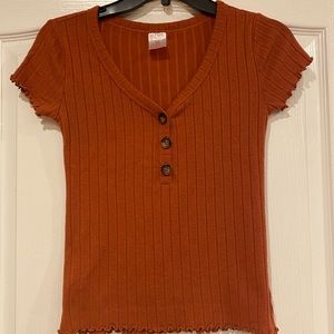 COPY - Women Short Sleeve Shirt Burnt Orange (No Boundaries) Size Small (Like N…